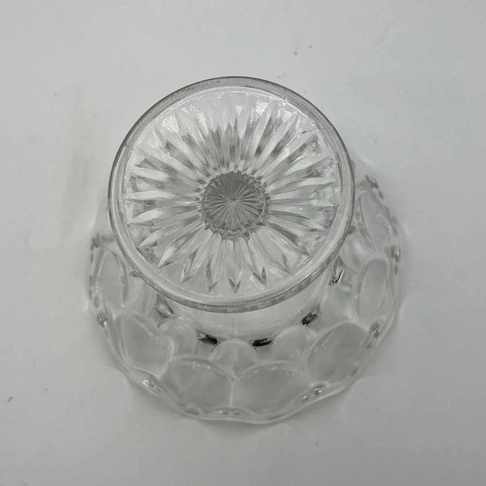 Vintage Clear Glass Pedestal Candy Dish‎ Compote Bowl Floral Etched